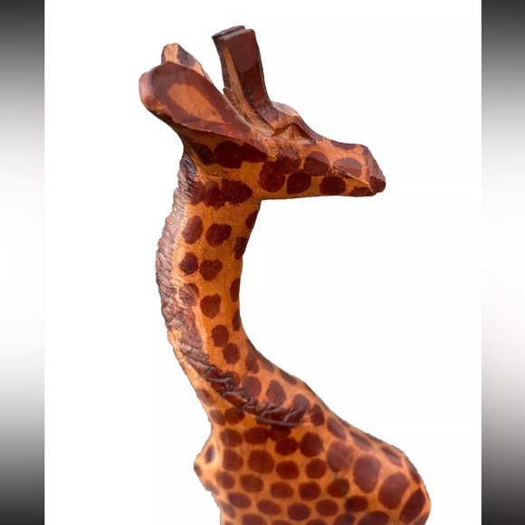 Vintage Hand Wooden Carved Giraffe 12" tall Figurine Statue African Safari Kenya - Picture 7 of 9